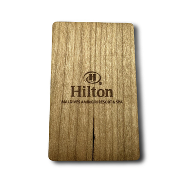 MIFARE Classic 1K RFID Card di legno Hilton Hotel Key Card 13.56MHz